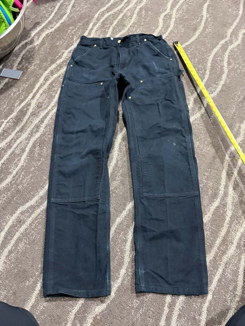 Carhartt B01-BLK Double Knee Work Pants Size 33X34 Black Canvas